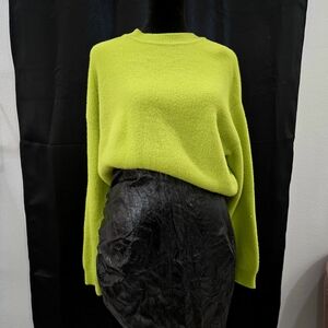 Zara Neon Green Crew Neck Sweater